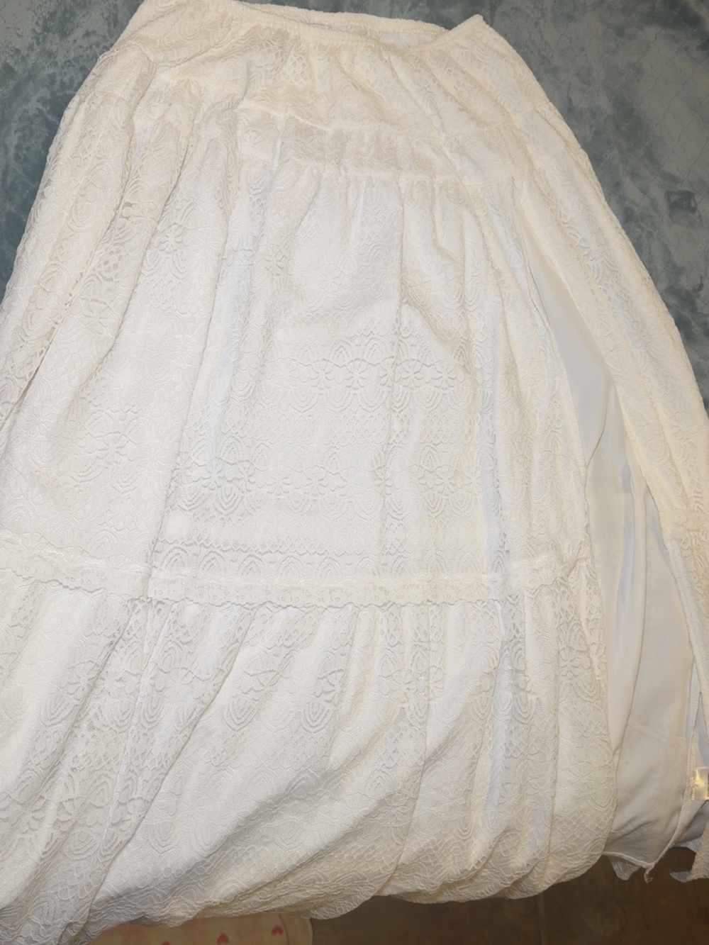 Boho Lace Tiered Maxi Skirt in White - Picture 2 of 4